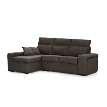 Sofa Chaise Longue Forseti  Izquierdo Marron Tejido Con Sistema Acualine 4 Plazas 230x155 Cm Tanuk