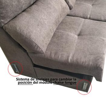 Tanuk Sofá Chaise Longue 4 Plazas Gris Perla HELA Reversible 265x150 Tejido  con Sistema ACUALINE Asientos Extensibles Desenfundable Arcón (Envío y  Subida a Domicilio Incluidos) : .es: Hogar y cocina