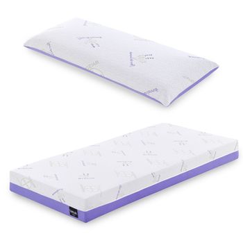 Pack  Colchon 75x190 Nucleo Hr Con Viscogel Y Almohada Con Tejido Lavanda Tanuk Lavendel Matrax