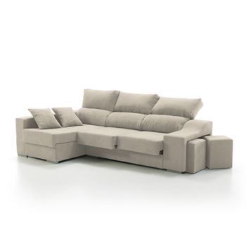 Sofa Chaise Longue Loki Izquierda Beige Tejido Con Sistema Acualine Y Desenfundable 4 Plazas 225x150 Cm Tanuk