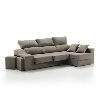 Sofa Chaise Longue Loki Derecha Marron Tejido Con Sistema Acualine Y Desenfundable 4 Plazas 225x150 Cm Tanuk