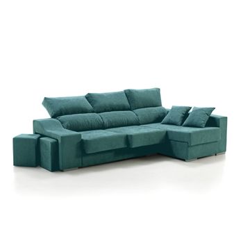 Sofa Chaise Longue Loki Derecha Turquesa Tejido Con Sistema Acualine Y Desenfundable 4 Plazas 225x150 Cm Tanuk