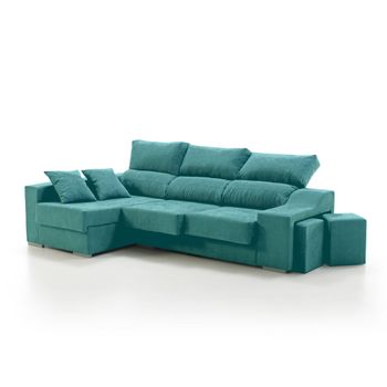 Sofa Chaise Longue Loki Izquierda Turquesa Tejido Con Sistema Acualine Y Desenfundable 4 Plazas 225x150 Cm Tanuk