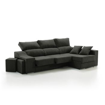 Sofa Chaise Longue Loki Derecha Negro Tejido Con Sistema Acualine Y Desenfundable 4 Plazas 225x150 Cm Tanuk