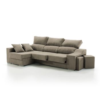 Sofa Chaise Longue Kvasir Izquierda Mink Tejido Con Sistema Acualine 4 Plazas 260x150 Cm Tanuk