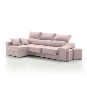 Sofa Chaise Longue Kvasir Izquierda Salmon Tejido Con Sistema Acualine 4 Plazas 260x150 Cm Tanuk