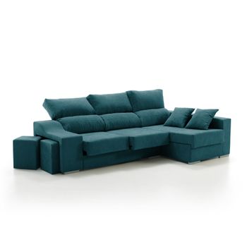 Sofa Chaise Longue Kvasir Derecha Esmeralda Tejido Con Sistema Acualine 4 Plazas 260x150 Cm Tanuk