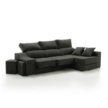 Sofa Chaise Longue Kvasir Derecha Negro Tejido Con Sistema Acualine 4 Plazas 260x150 Cm Tanuk