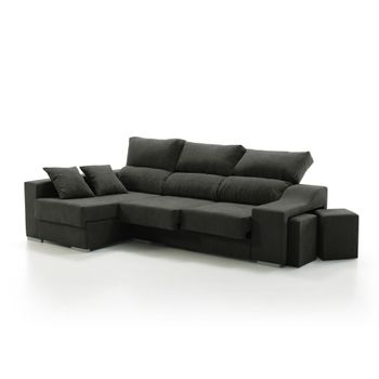 Sofa Chaise Longue Kvasir Izquierda Negro Tejido Con Sistema Acualine 4 Plazas 260x150 Cm Tanuk