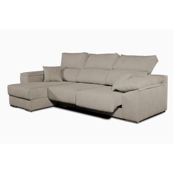 Sofa Chaise Longue Lodurr Izquierda Marron Tejido Con Sistema Acualine 4 Plazas 294x160 Cm Tanuk