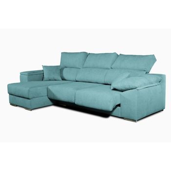 Sofa Chaise Longue Lodurr Izquierda Turquesa Tejido Con Sistema Acualine 4 Plazas 294x160 Cm Tanuk