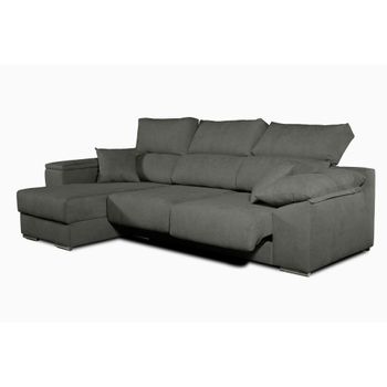 Sofa Chaise Longue Lodurr Izquierda Negro Tejido Con Sistema Acualine 4 Plazas 294x160 Cm Tanuk