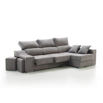 Sofa Chaise Longue Kvasir Derecha Gris Perla Tejido Con Sistema Acualine 4 Plazas 260x150 Cm Tanuk