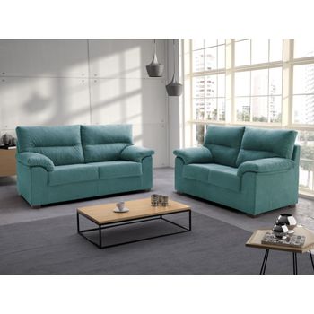 Sofa Delling 3 Y 2 Plazas Turquesa 5 Plazas 185x90 Cm Tejido Con Sistema Acualine Tanuk