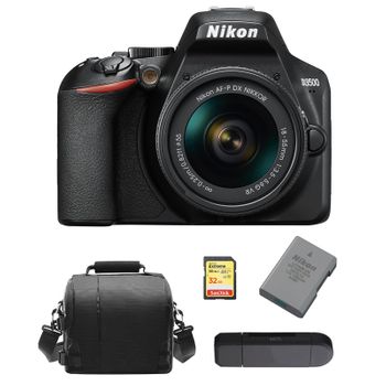Nikon D3500 Kit Af-p 18-55mm F3.5-5.6g Vr + 32gb Sd Card + Camera Bag + En-el14a Battery + Memory Card Reader