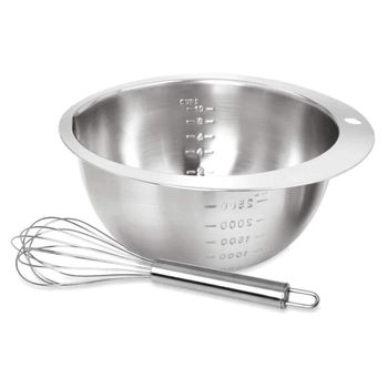 Bol De Cocina De Acero De 2,5 Litros Con Batidor De 25cm