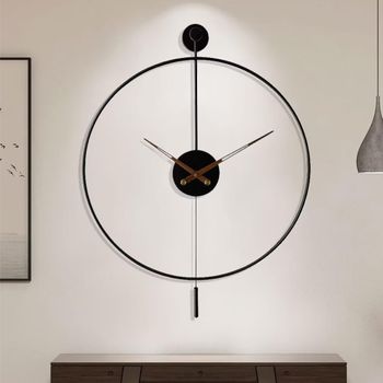 Reloj De Pared Silencioso Moderno,reloj De Metal Negro 50cm