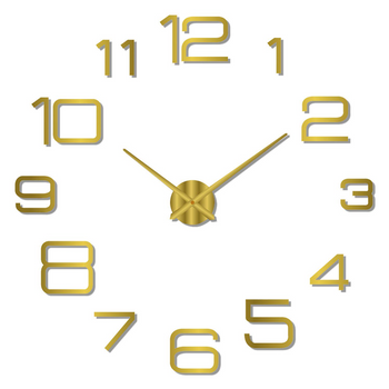 Reloj De Pared Grande,diy Reloj Digital Pared 3d Números(dorado）
