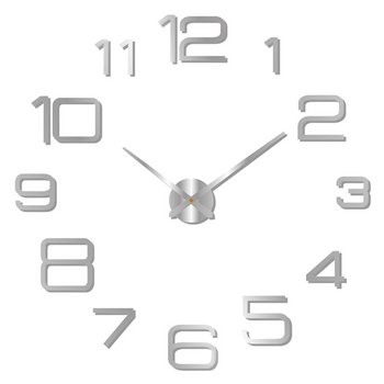 Reloj De Pared Grande,diy Reloj Digital Pared 3d Números(plata)