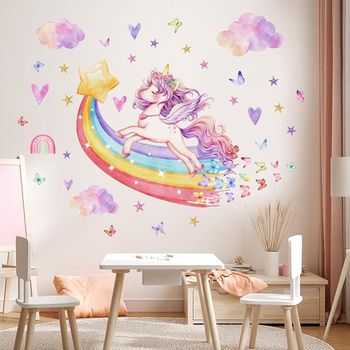 Juego De Pegatinas De Pared Con Estampado De Unicornio De Di