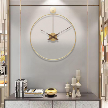 Reloj De Pared Silencioso Moderno,reloj De Metal Dorado 50cm