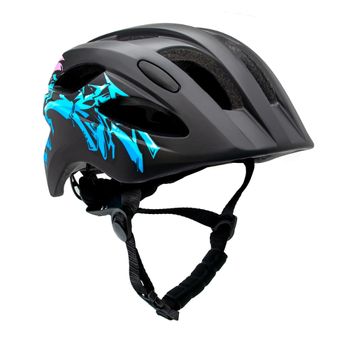 Casco De Bicicleta Negro Con Grafitti Para Niños De 6 A 12 Años 54-58cm Con Luz Led Roja Integrada Recargable Usb. Testado Y Homologado Según En1078