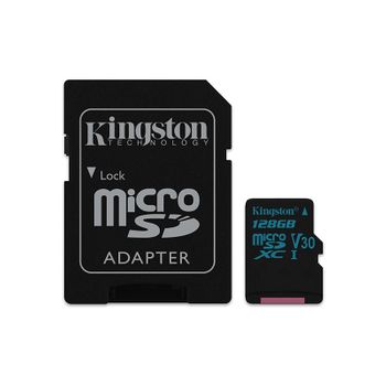 Kingston Tarjeta Microsdxc 128gb Clase 10 Uhs-i U3 V30 Canvas Go! C/adapt