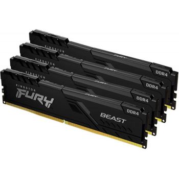 Memoria Kingston Fury Beast Black Ddr4 64gb (kit 4) 3600mhz  Cl18     - Kf436c18bbk4/64