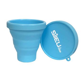 Sileuclean Esterilizador De Silicona Plegable Con Tapa Para Copa Menstrual Sileu, Azul
