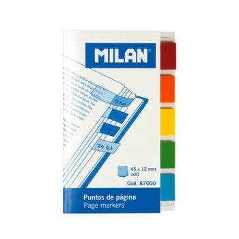 Milan Marcadores De Página 100 Puntos 45x12mm 5 Colores Transparentes