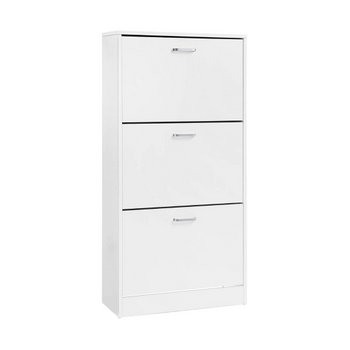 Mueble Zapatero Vic De Tres Puertas Abatibles 107x60x17 Cm En Color Blanco Mate