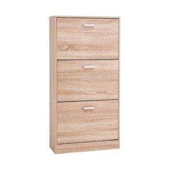 Mueble Zapatero Vic De Tres Puertas Abatibles 107x60x17 Cm En Color Roble Cambrian