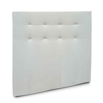 Cabecero De Cama Olson Tapizado En Polipiel Blanco, Cama Doble 150 Cm