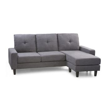 Sofá Chaiselongue Brooklyn, 3 Plazas Reversible 190x130x95 Cm Color Gris