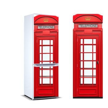 Vinilo Para Frigorífico Cabina Telefonos Londres|varias Medidas 200x60cm | Adhesivo Resistente Y De Facil Aplicación | Pegatina Adhesiva Decorativa De Diseño Elegante|