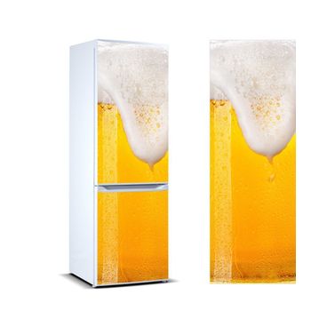 Vinilo Para Frigorífico Cerveza Espumosa 185x70cm | Adhesivo Resistente Y Económico | Pegatina Adhesiva Decorativa De Diseño Elegante