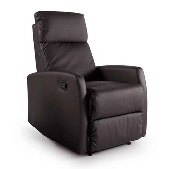 Sillón Relax Niza Butaca Reclinable Manual Con Palanca, En Polipiel Choco