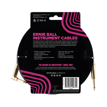 Ernie Ball 6081 Cable Instrumento 3m Codo Negro