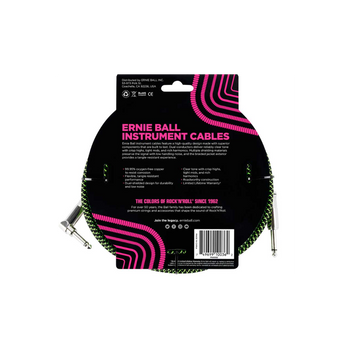 Ernie Ball 6082 Cable Instrumento 5.49m Codo Verde