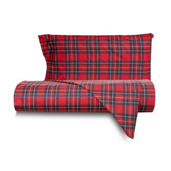 Juego Nórdico 2 Piezas 100% Algodón Cama De 90cm Tartan Rojo