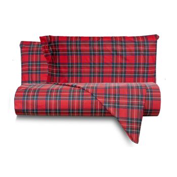 Juego Nórdico 3 Piezas 100% Algodón Cama De 150_160cm Tartan Rojo