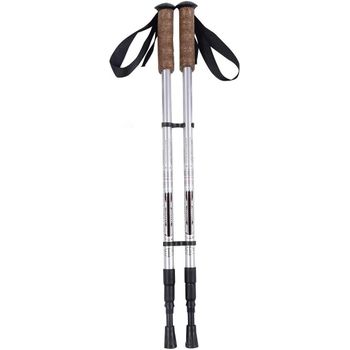 2pcs Bastones De Senderismo Trekking De Aluminio Telescópicos (plata) Costway 72 X 44 X 44 Cm Prateado