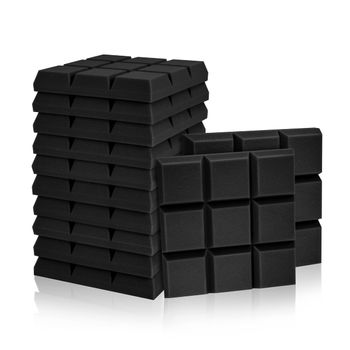 Pack De 12 Paneles Acústicos Cuadrados Con Borde Biselado 5 X 30 X 30 Cm Negro Fstop Labs