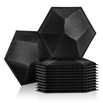 Pack De 12 Paneles Acústicos Hexágono 3d 35 X 30 X 5 Cm Negro Fstop Labs