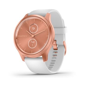 Garmin Vívomove Style Smartwatch Rosa Dorado 42mm Amoled Con Correa Silicona Blanca