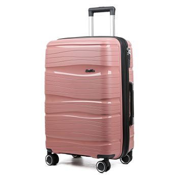 Maleta Expandible Grande 23kg, 76*49*30cm, Material Polipropileno, Ligera Y Resistente,  Cerradura 3 Digitos, Combinación De 3 Dígitos, Ruedas Dobles Giratorias Ppn02 - Rosa