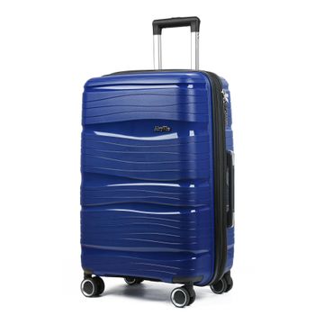 Maleta Expandible Grande 23kg, 76*49*30cm, Material Polipropileno, Ligera Y Resistente,  Cerradura 3 Digitos, Combinación De 3 Dígitos, Ruedas Dobles Giratorias Ppn02 - Azul Marino