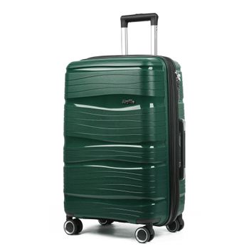 Maleta Expandible Grande 23kg, 76*49*30cm, Material Polipropileno, Ligera Y Resistente,  Cerradura 3 Digitos, Combinación De 3 Dígitos, Ruedas Dobles Giratorias Ppn02 - Verde Musgo