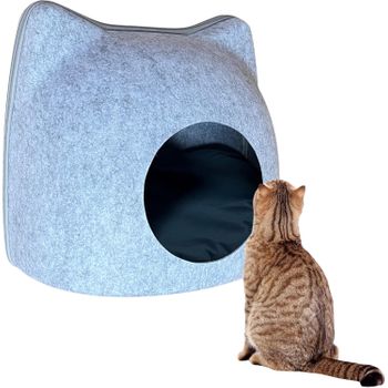 Casa Para Gatos Con Cojín Esponjoso. Cama Para Gatos. Casita Para Gatos En Forma De Gato Con Entrada Redonda, Cueva Para Gatos, Iglu Para Gatos, Cama Para Gatos Cueva, Cama Mascota