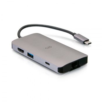 C2g Mini Base Usb-c® 8 En 1 Con Alimentación Hdmi, 2 Usb-a, Ethernet, Lector De Tarjeta Sd Y Usb-c De Hasta 100 W - 4k 30 Hz